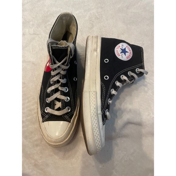 PLAY X CONVERSE Unisex Chuck Taylor Hi Top Men's 3 Women's 5 Black Canvas - Picture 4 of 9